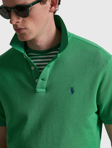 Green cotton-blend polo shirt - 5
