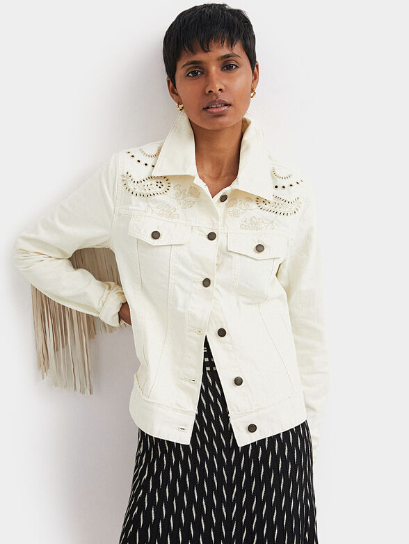 MONICA jacket with embroidery and fringe - 1