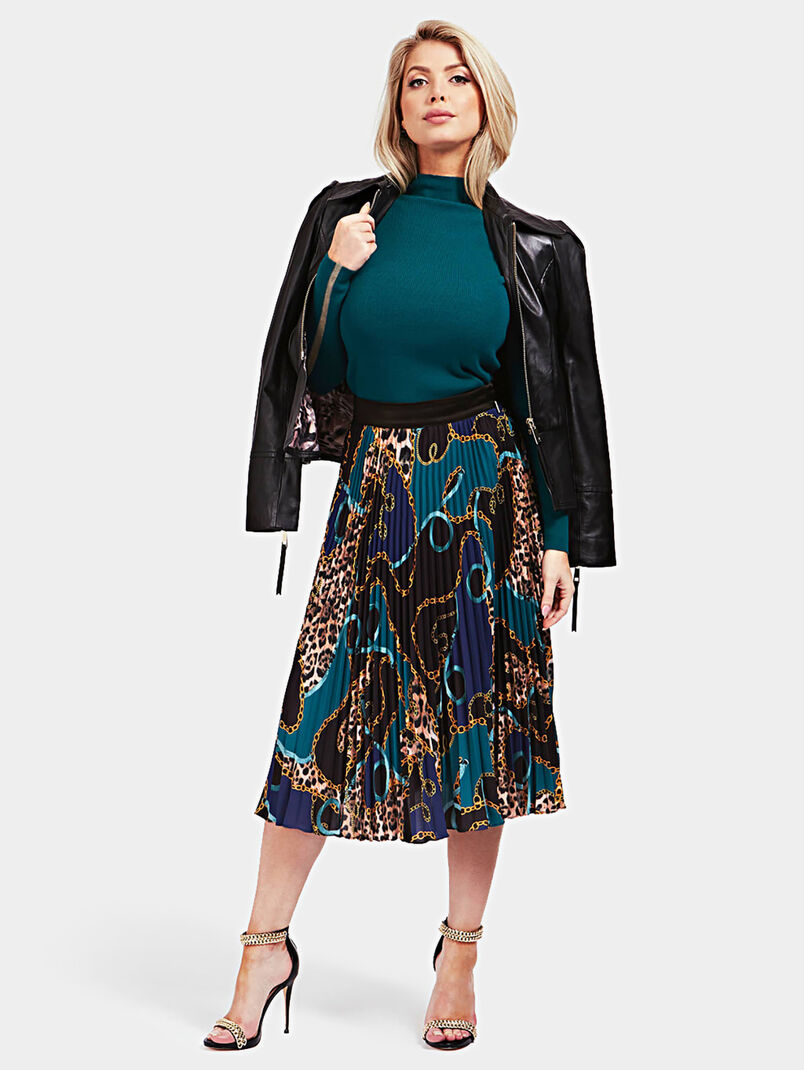 Pleated midi skirt with all over print - 3