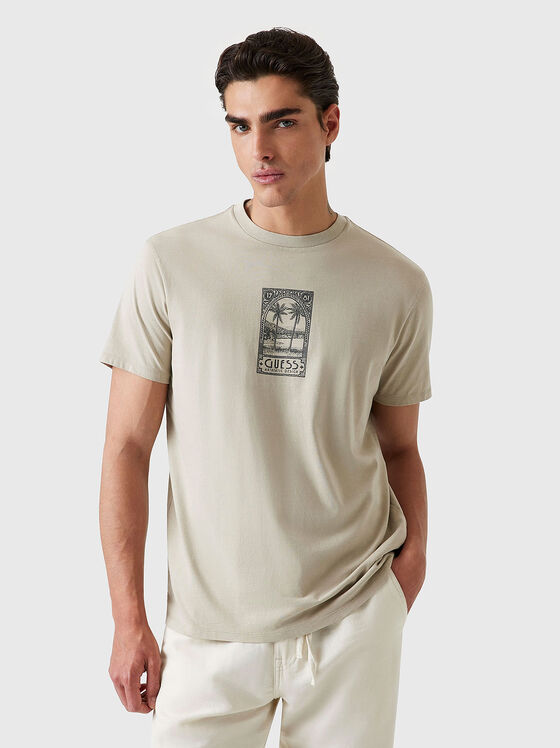 ECRU cotton T-shirt with accent print - 1