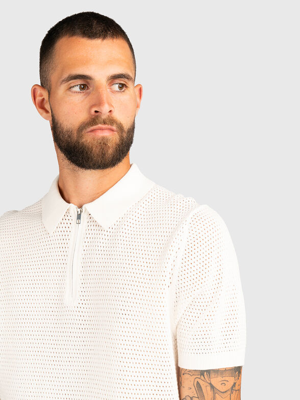 Cotton polo shirt with zip - 4