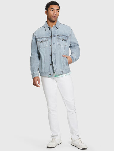 Blue oversized denim jacket with print - 5