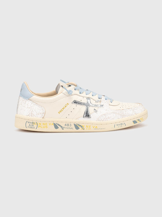 Кожени спортни обувки с котрастни детайли - 1