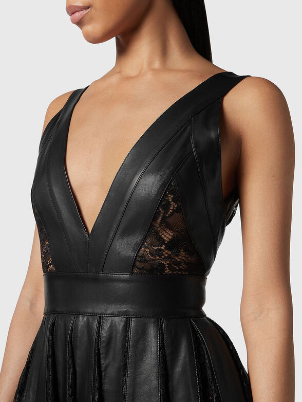 Leather dress with lace accents  - 3