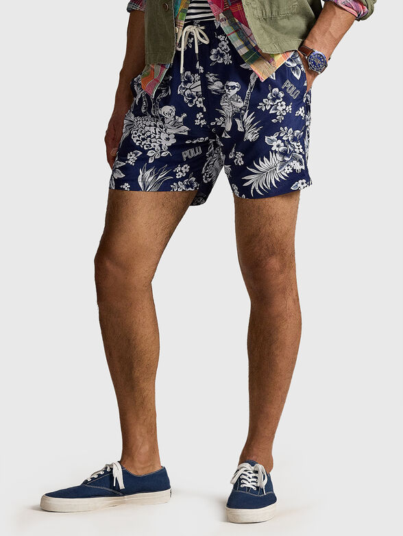 Beach shorts with floral print - 1