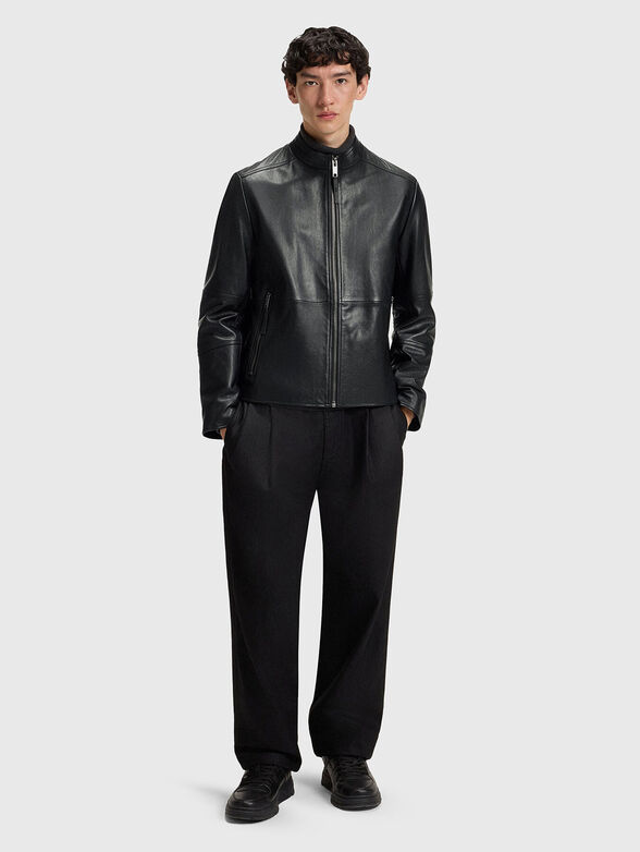 Slim fit jacket in grained leather - 2