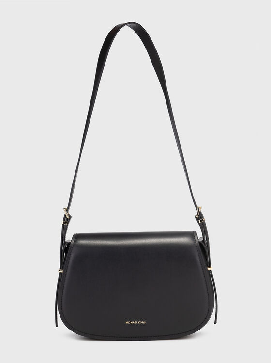 Black leather bag with logo - 1