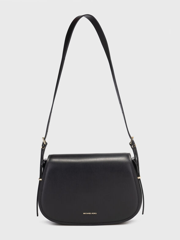 Black leather bag with logo - 1