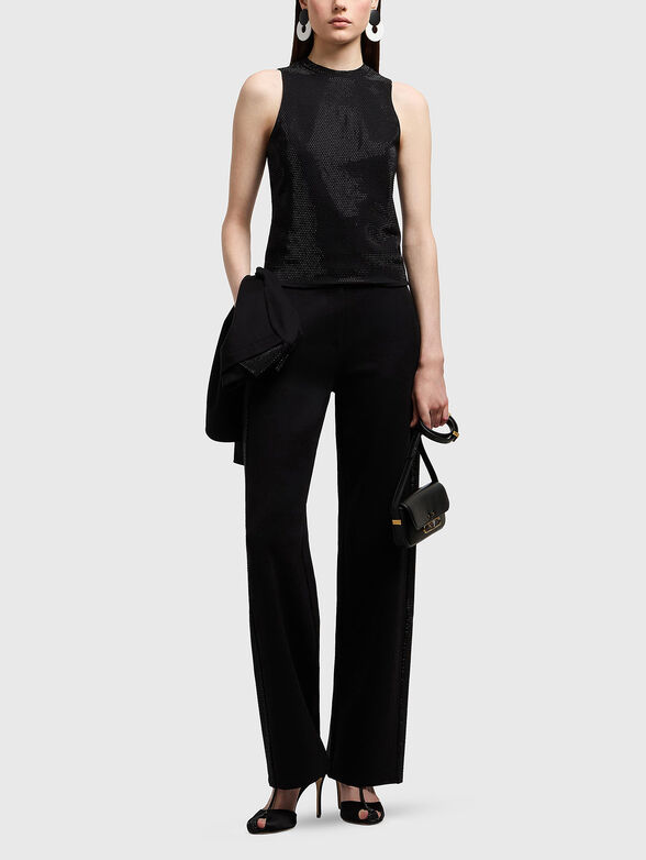 Viscose blend trousers with micro studs - 4