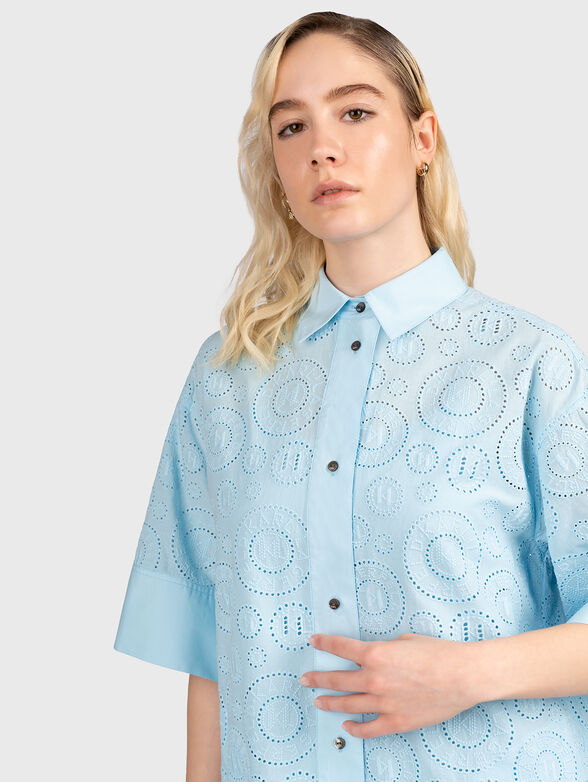 Black shirt dress with English embroidery - 3