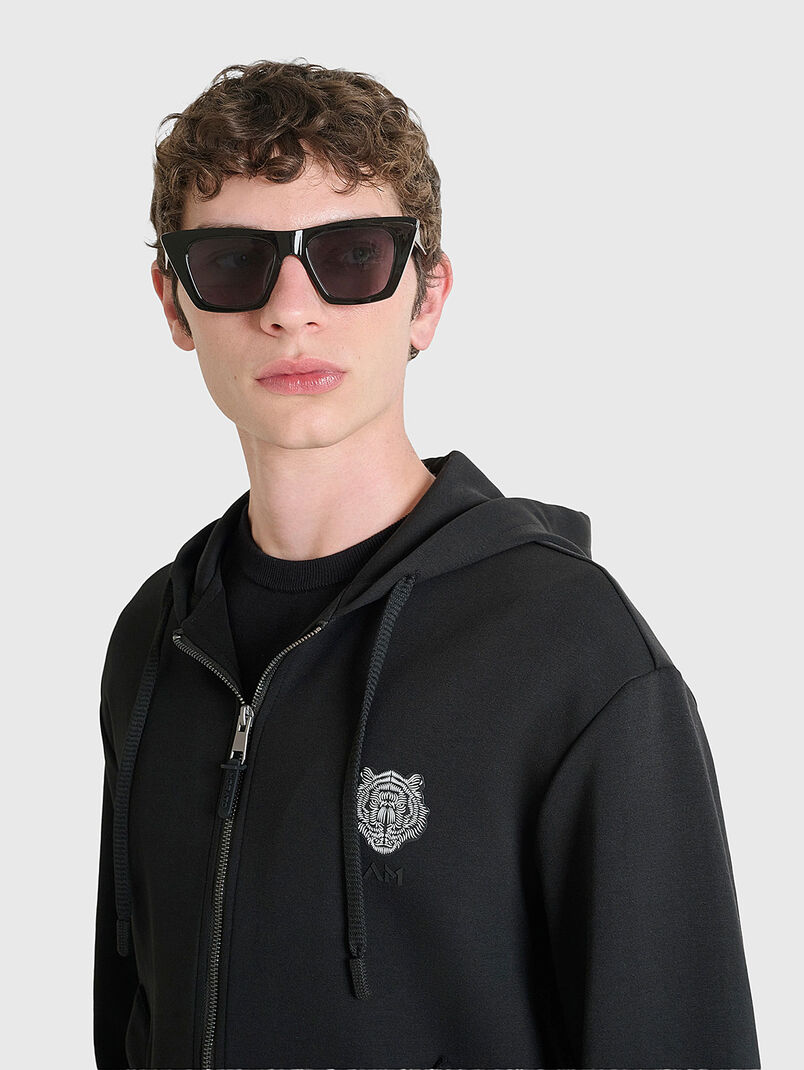 Cotton sweatshirt with hood and zip - 3