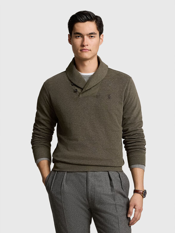 Sweater with embroidered logo in green - 1