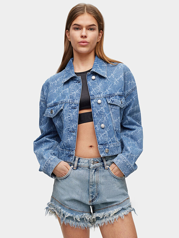 Denim jacket with monogram logo print - 1