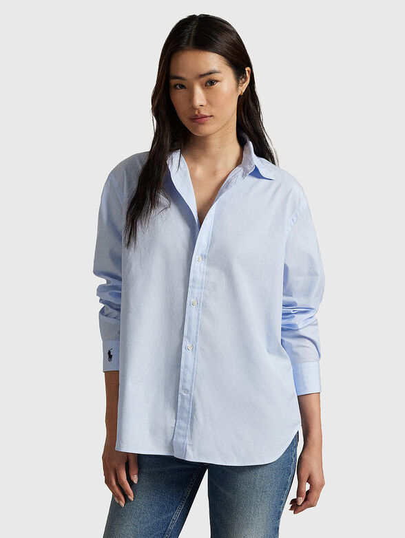 Cotton shirt with logo embroidery - 1