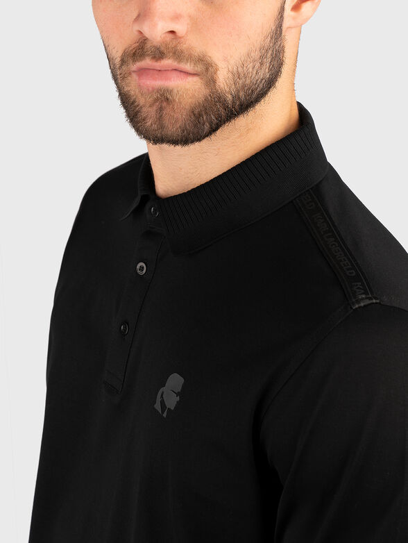 Cotton polo shirt with long sleeves  - 4