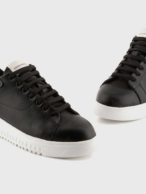 Black leather sneakers - 3