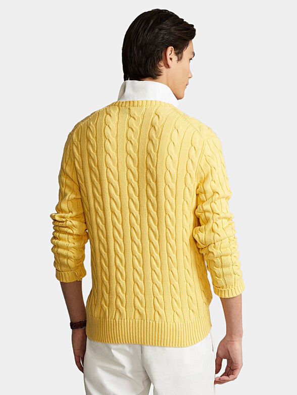 Cotton sweater in yellow color - 4