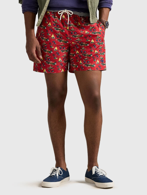 Tropical print beach shorts - 1