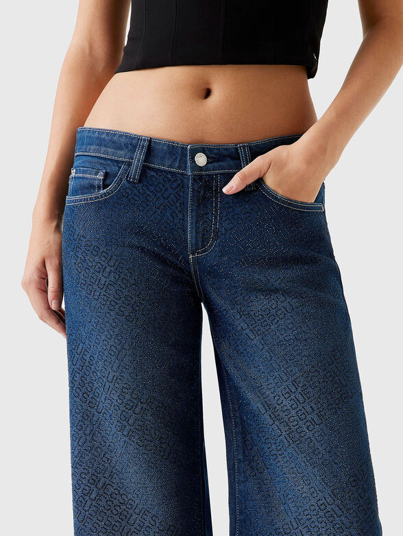 Low waist jeans with logo rhinestones - 3