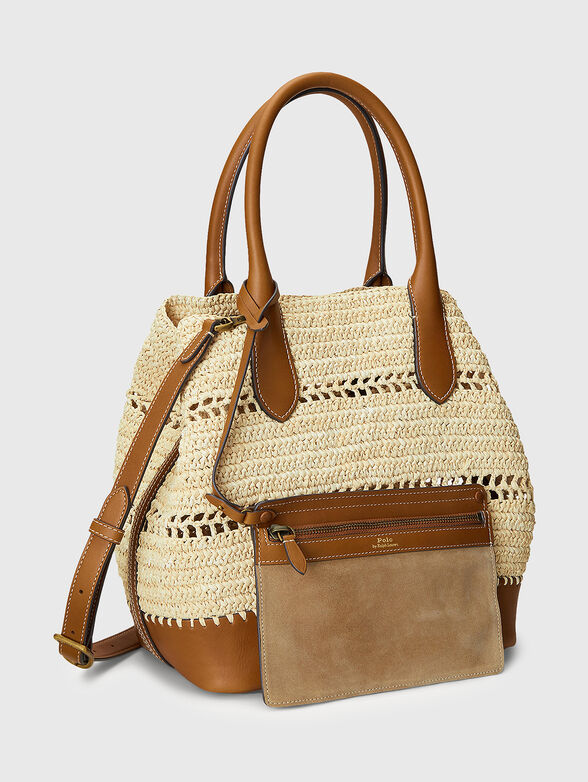Knitted raffia bag with leather elements - 5