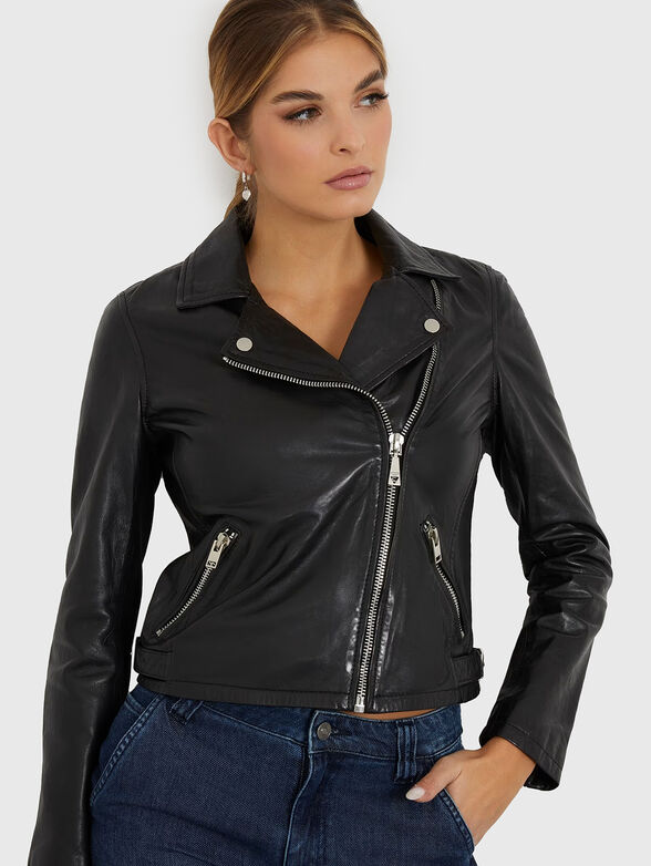 Leather biker jacket  - 4