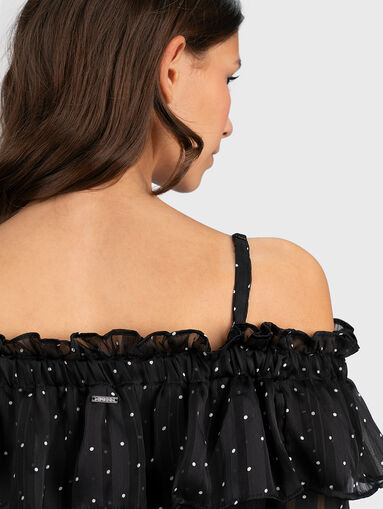 Black blouse with polka dot print - 3