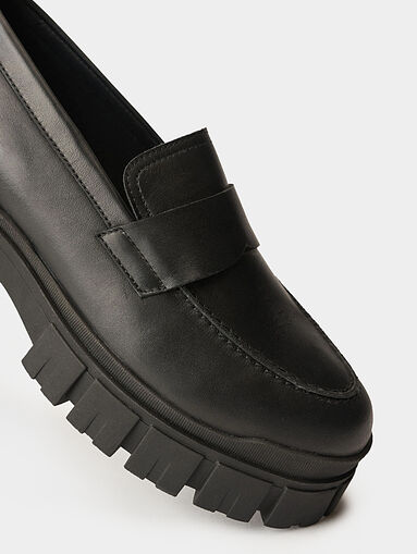 Black leather loafers - 4