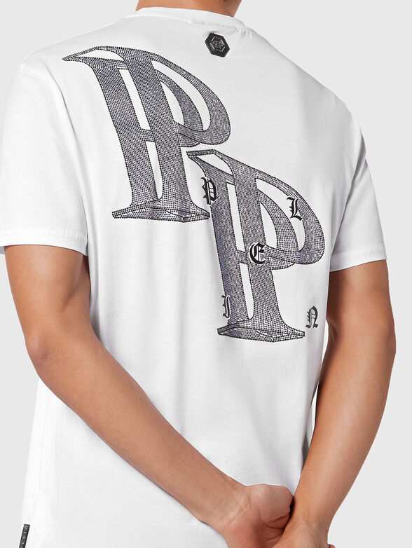 Black T-shirt with logo with rhinestones - 3