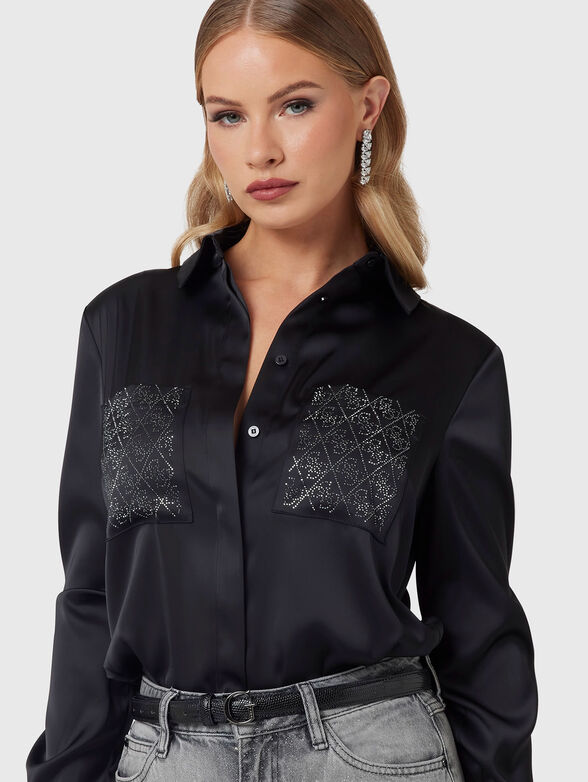 Black shirt with accent pockets - 4