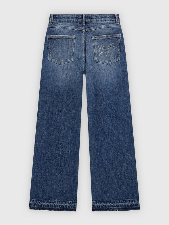 Jeans with accent rips and decorative pearls - 2