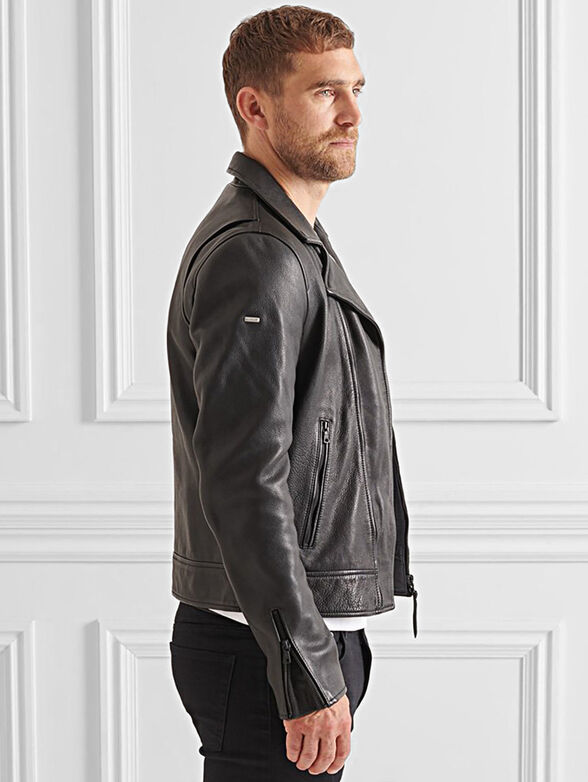 Leather biker jacket - 4