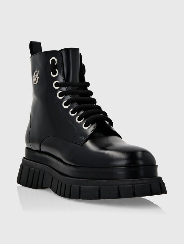 HEXAGON black leather boots - 1