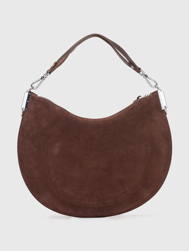 Suede bag with logo in brown - 3