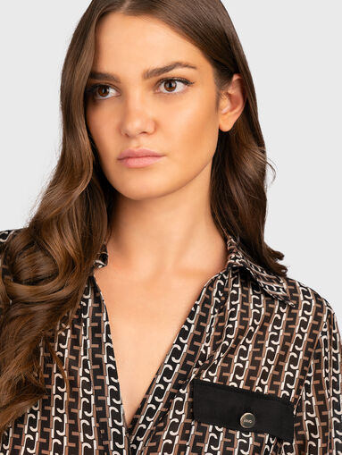 Silk shirt with monogram print  - 5