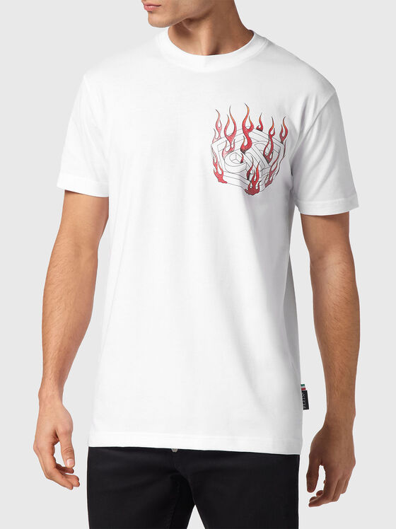 Бяла тениска HEXAGON с лого принт  - 1