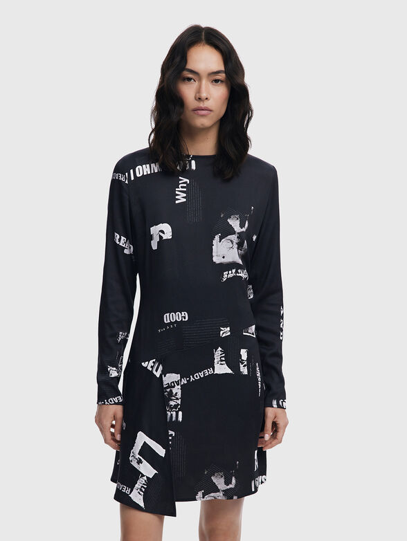 Mini dress with accent print - 1