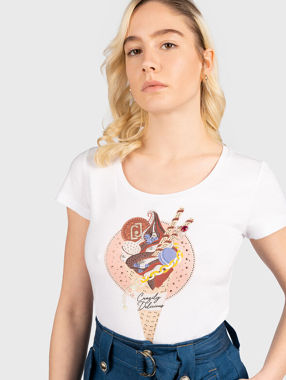 Cotton T-shirt with appliqued eyelets - 4