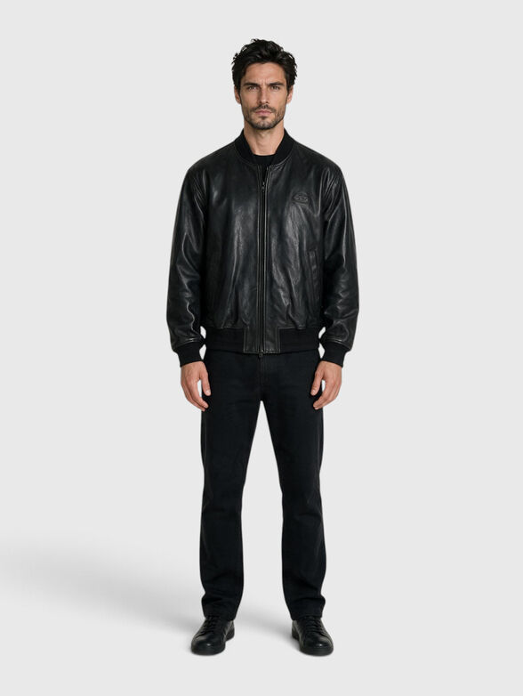Leather jacket with logo detail - 2