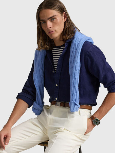 Navy blue linen shirt - 4