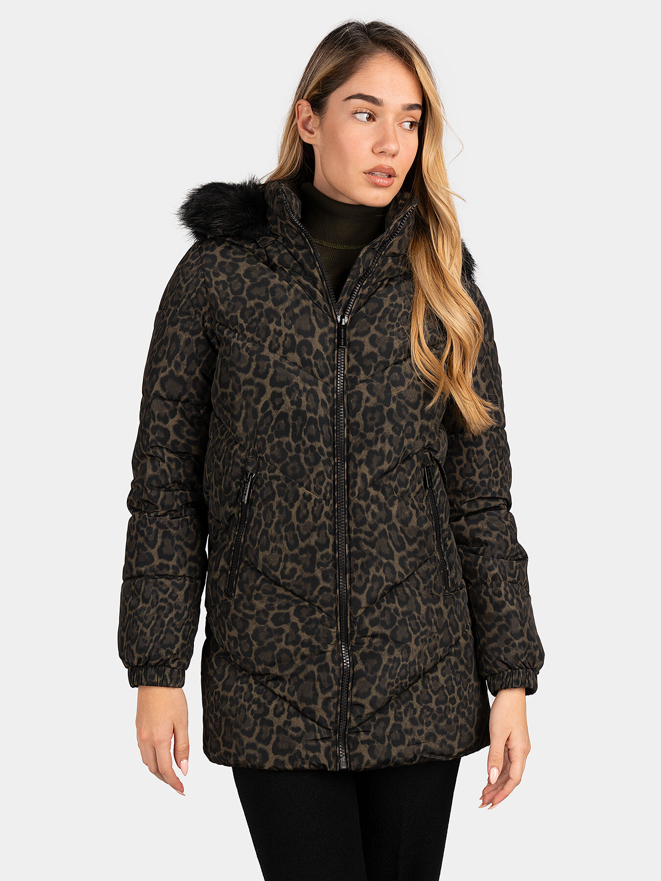 Animal print padded jacket with faux fur detail brand MICHAEL KORS Globalbrandsstore en