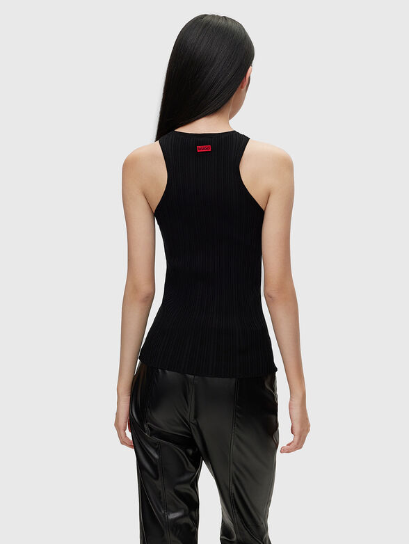 Black ribbed viscose blend top - 3