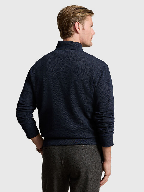 Dark blue polo shirt with long sleeves - 3