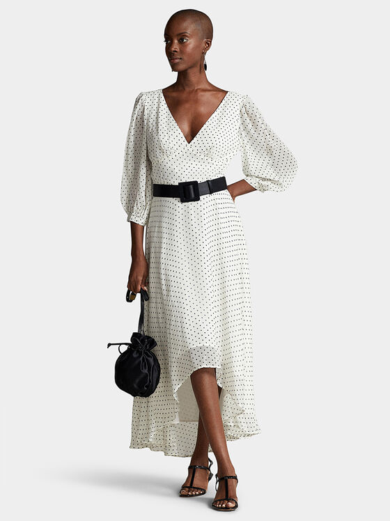 Asymmetric dress with polka dot print - 1