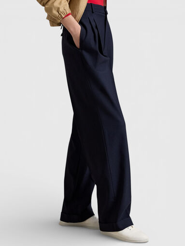 Wide leg wool blend trousers - 3