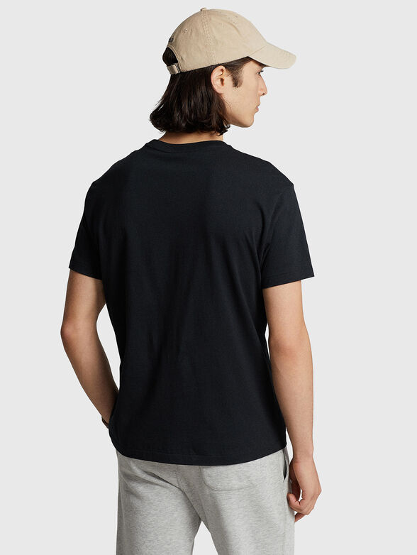 Black T-shirt with contrast logo embroidery - 3