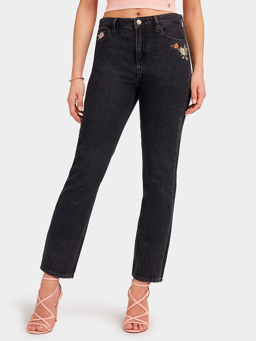 GIRLY jeans with embroidered floral motifs