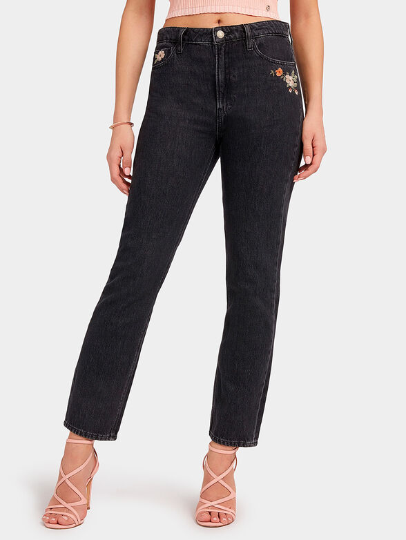 GIRLY jeans with embroidered floral motifs - 1