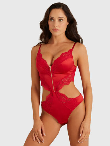 UNVEIL RED bodysuit with cut out details - 3