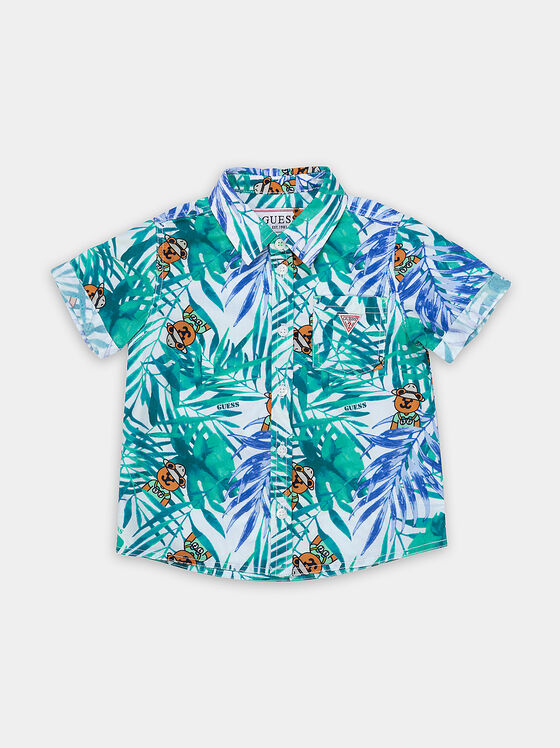 Памучна риза с цветен принт - 1