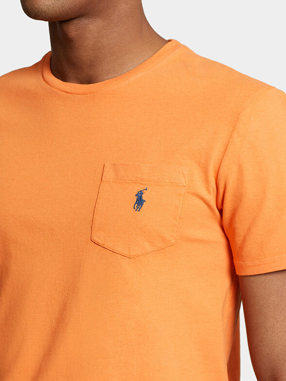 Orange T-shirt with pocket  - 4